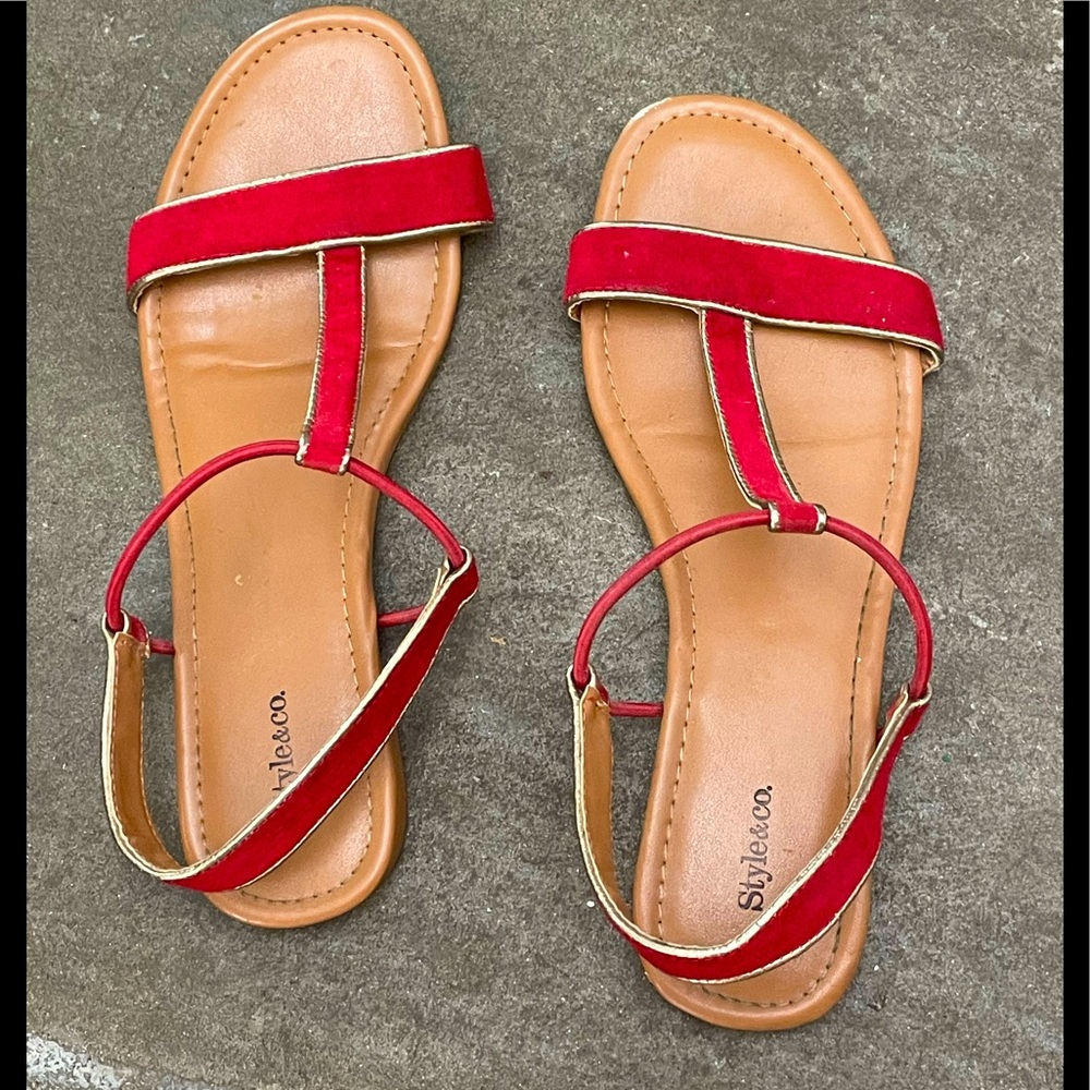 Style & Co Red Suede Sandals 7.5